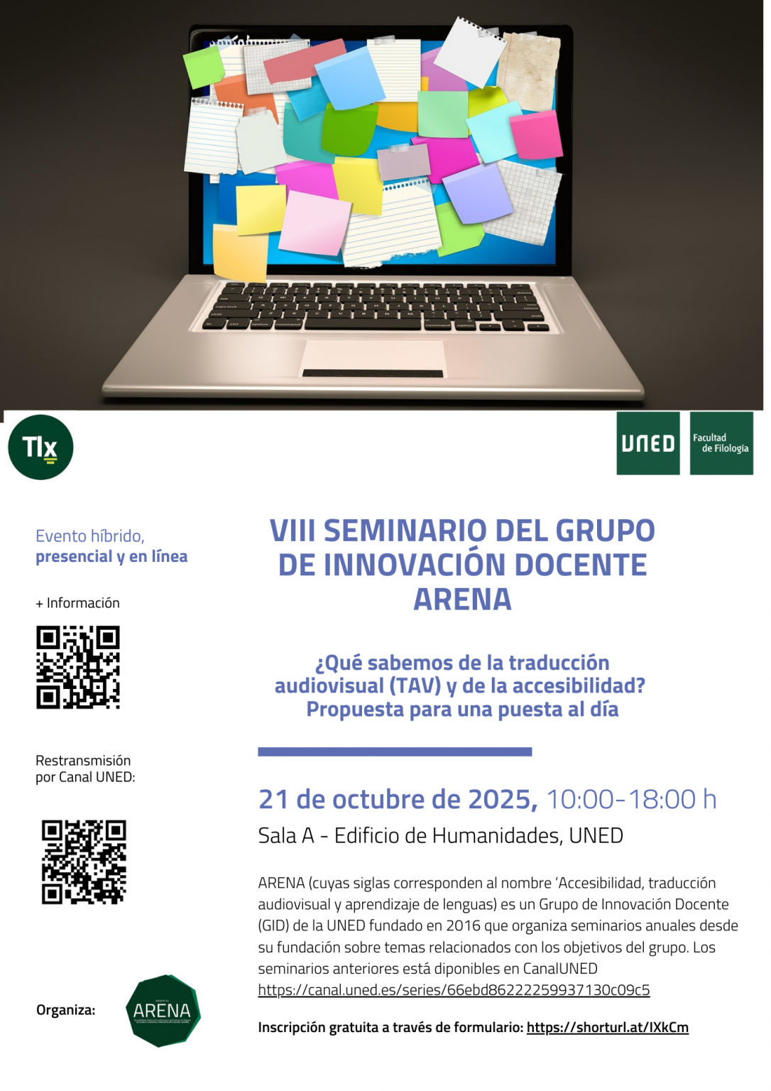 Cartel del evento. Disponible en los enlaces proporcionados.