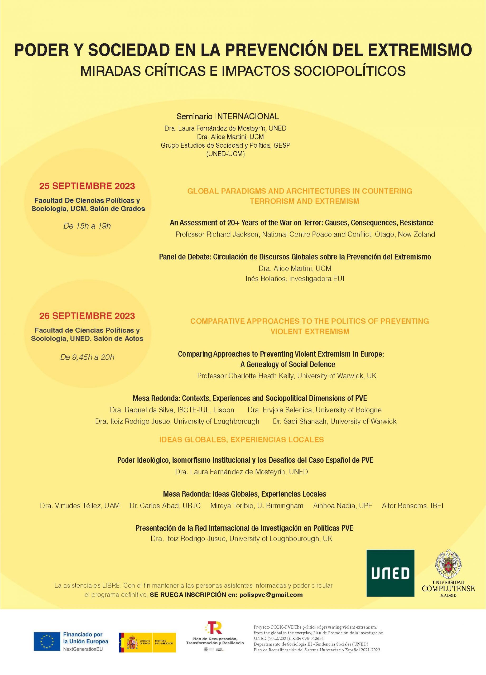 Seminario Internacional. PODER Y SOCIEDAD EN LA PREVENCIÓN DEL EXTREMISMO