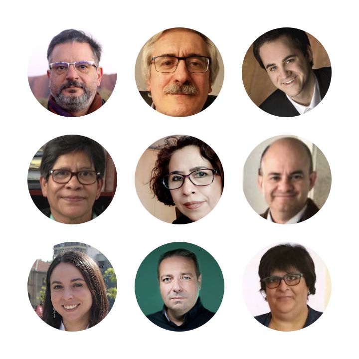Panel con las fotografías de los nueve colaboradores de GICUNED