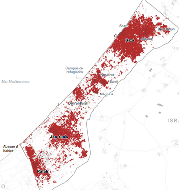 Edificios dañados en Gaza después de un año de ataques por parte de Israel